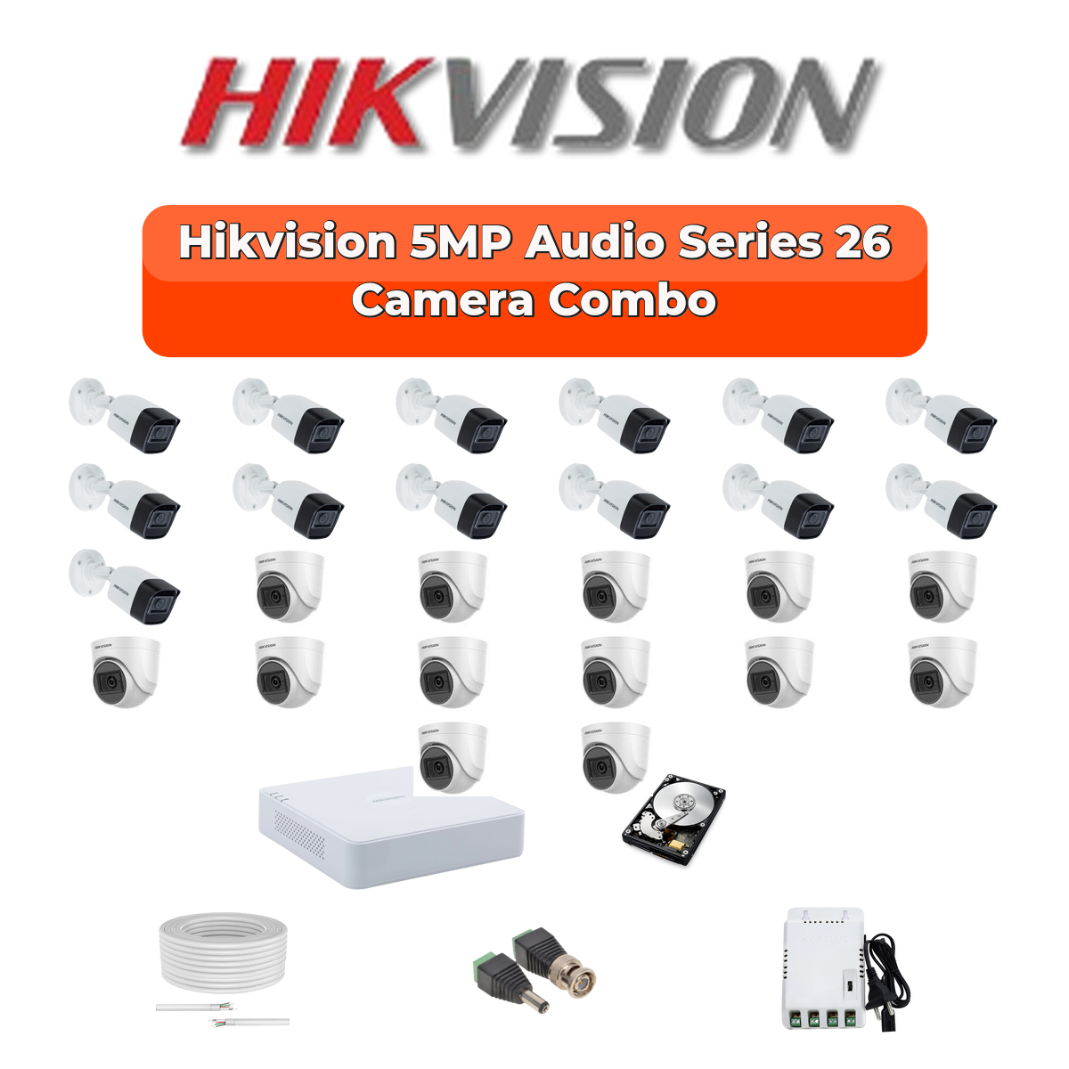 Hikvision 26 Camera 5MP HD CCTV Combo Kit | Audio IR | 32CH XVR / DVR | 1ร4TB + 1ร6TB HDD 1 Hikvision 26 Camera 5MP HD CCTV Combo Kit | Audio IR | 32CH XVR / DVR | 1ร4TB + 1ร6TB HDD