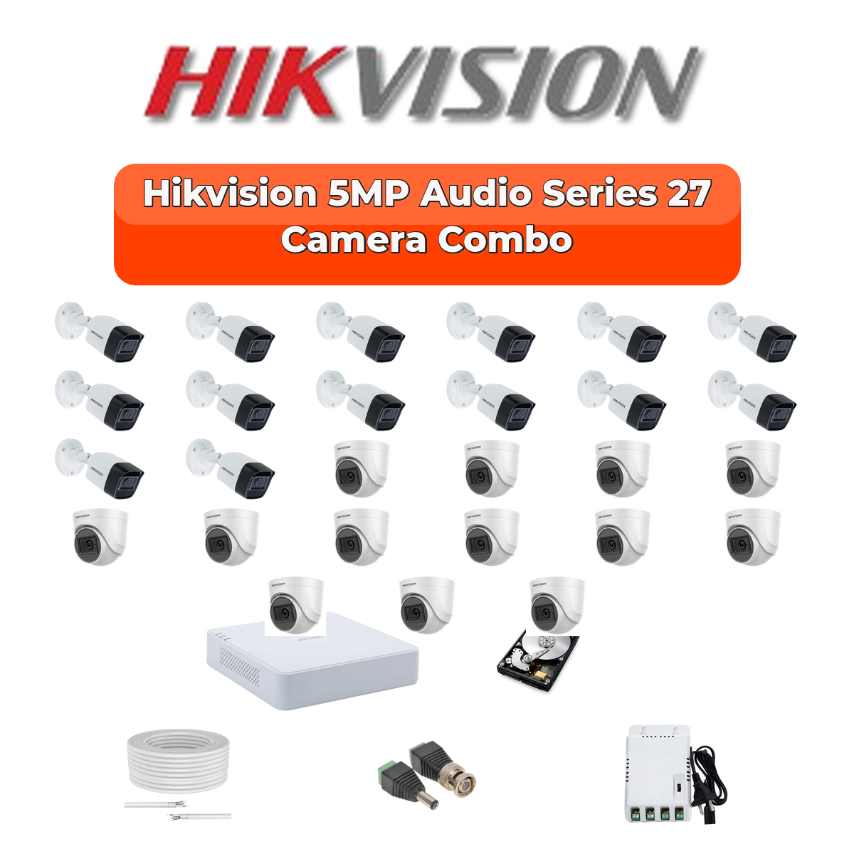 Hikvision 27 Camera 5MP HD CCTV Combo Kit | Audio IR | 32CH XVR / DVR | 1ร4TB + 1ร6TB HDD 1 Hikvision 27 Camera 5MP HD CCTV Combo Kit | Audio IR | 32CH XVR / DVR | 1ร4TB + 1ร6TB HDD
