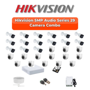 Hikvision 29 Camera 5MP HD CCTV Combo Kit | Audio IR | 32CH XVR / DVR | 2×6TB HDD