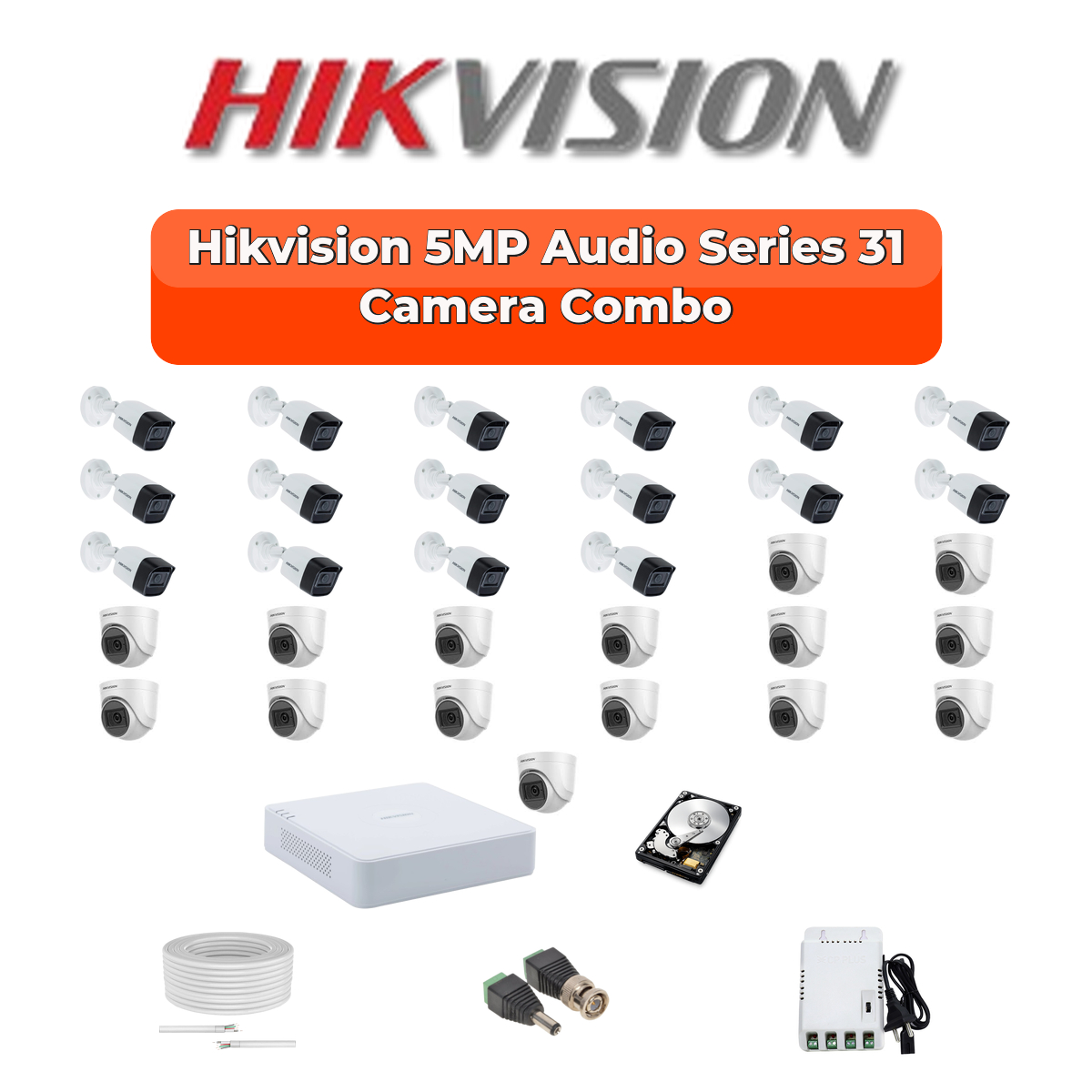 Hikvision 31 Camera 5MP HD CCTV Combo Kit | Audio IR | 32CH XVR / DVR | 2ร6TB HDD 1 Hikvision 31 Camera 5MP HD CCTV Combo Kit | Audio IR | 32CH XVR / DVR | 2ร6TB HDD