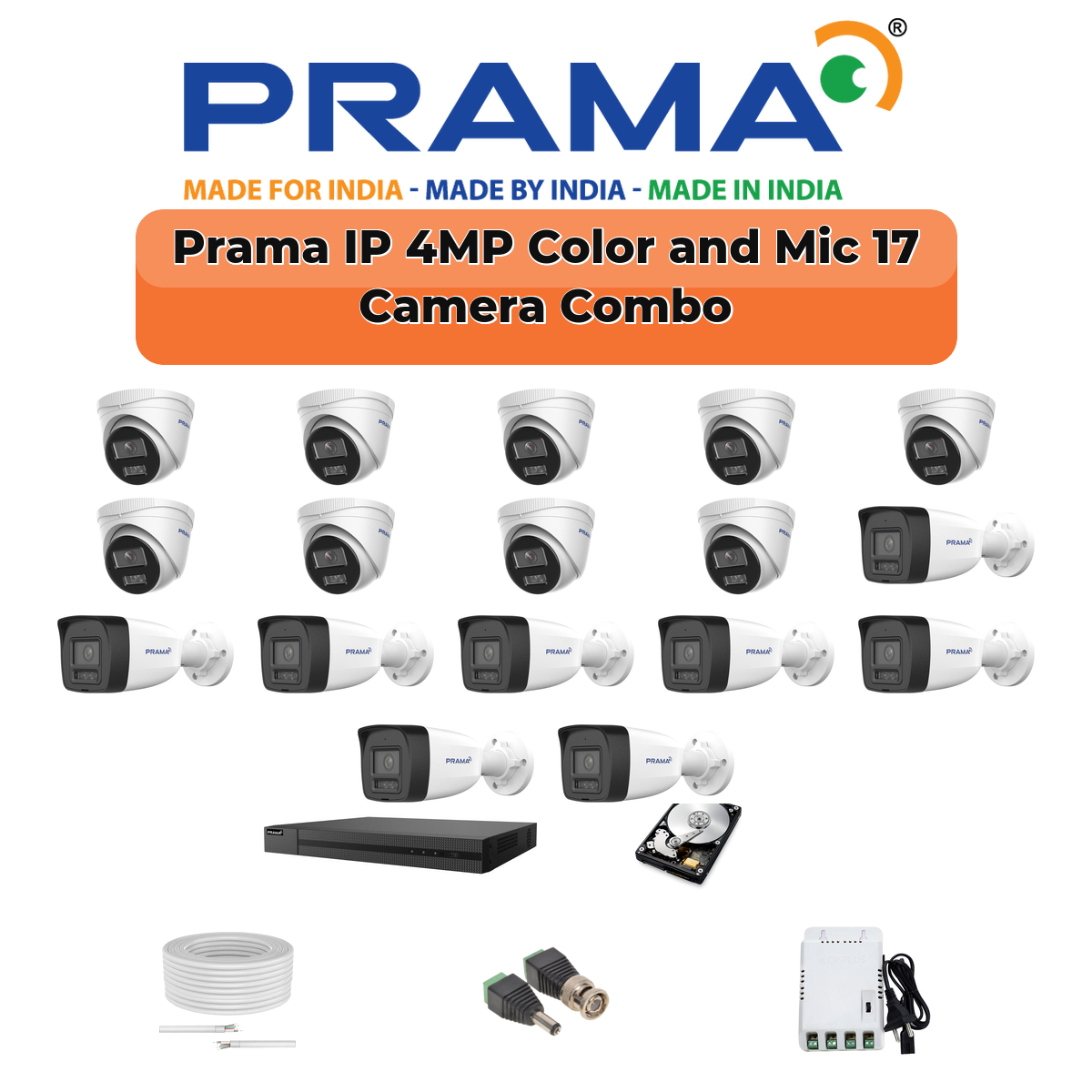 Prama 17 Camera 4MP IP CCTV Combo Kit | RanginView Dual Light + Mic | 32CH NVR | 1ร4TB + 1ร2TB HDD 1 Prama 17 Camera 4MP IP CCTV Combo Kit | RanginView Dual Light + Mic | 32CH NVR | 1ร4TB + 1ร2TB HDD