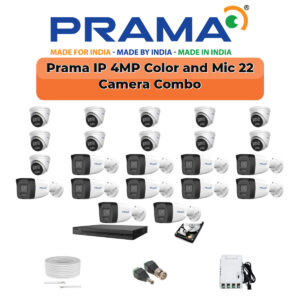 Prama 22 Camera 4MP IP CCTV Combo Kit | RanginView Dual Light + Mic | 32CH NVR | 2×4TB HDD