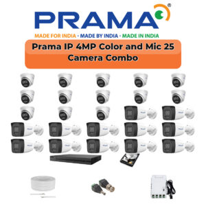 Prama 25 Camera 4MP IP CCTV Combo Kit | RanginView Dual Light + Mic | 32CH NVR | 1×4TB + 1×6TB HDD