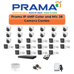 Prama 28 Camera 4MP IP CCTV Combo Kit | RanginView Dual Light + Mic | 32CH NVR | 1×4TB + 1×6TB HDD