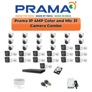 Prama 31 Camera 4MP IP CCTV Combo Kit | RanginView Dual Light + Mic | 32CH NVR | 2×6TB HDD