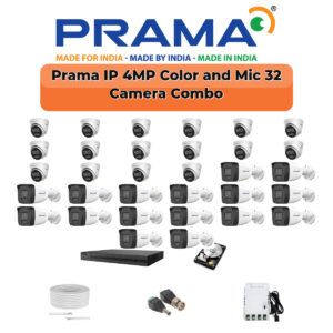 Prama 32 Camera 4MP IP CCTV Combo Kit | RanginView Dual Light + Mic | 32CH NVR | 2×6TB HDD
