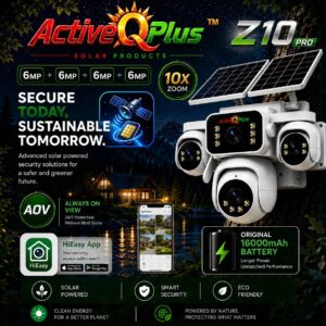 Active Q Plus Z10 Pro 4-Lens 4G Solar PTZ Camera | 6MP × 4 | AOV | 16000mAh | HiEasy | Z10 PRO