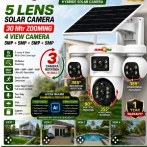 Active Q Plus BP19 5-Lens WiFi Hybrid Solar Camera | 4-View PTZ | 5MP