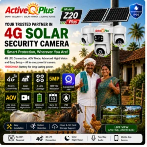 Active Q Plus Z20 Plus 4-Lens 5MP 4G Solar AOV Security Camera | 16000mAh | O-KAM Pro