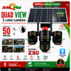 Active Q Plus Z30 5-Lens Quad-View Solar PTZ Camera | 12000mAh | V380 Pro