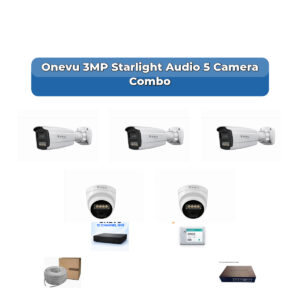 Onevu 5 Camera 3MP IP CCTV Combo Kit | Starlight Audio | 10CH NVR | 1×1TB HDD