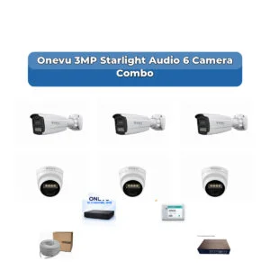 Onevu 6 Camera 3MP IP CCTV Combo Kit | Starlight Audio | 10CH NVR | 1×1TB HDD