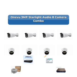 Onevu 8 Camera 3MP IP CCTV Combo Kit | Starlight Audio | 10CH NVR | 1×1TB HDD