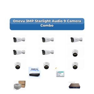 Onevu 9 Camera 3MP IP CCTV Combo Kit | Starlight Audio | 10CH NVR | 1×2TB HDD