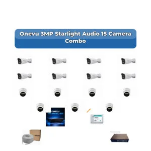 Onevu 15 Camera 3MP IP CCTV Combo Kit | Starlight Audio | 16CH NVR | 1×4TB HDD