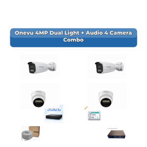 Onevu 4 Camera 4MP IP CCTV Combo Kit | Dual Light + Audio | 10CH NVR | 1×500GB HDD