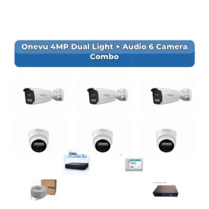 Onevu 6 Camera 4MP IP CCTV Combo Kit | Dual Light + Audio | 10CH NVR | 1×1TB HDD