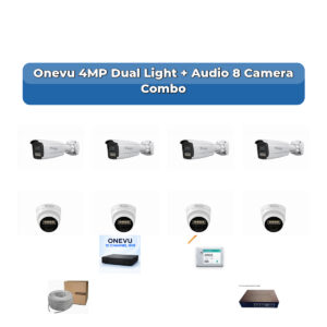 Onevu 8 Camera 4MP IP CCTV Combo Kit | Dual Light + Audio | 10CH NVR | 1×1TB HDD