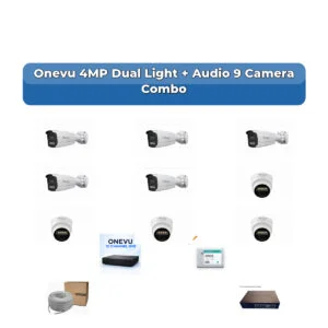 Onevu 9 Camera 4MP IP CCTV Combo Kit | Dual Light + Audio | 10CH NVR | 1×2TB HDD