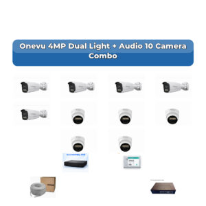 Onevu 10 Camera 4MP IP CCTV Combo Kit | Dual Light + Audio | 10CH NVR | 1×2TB HDD