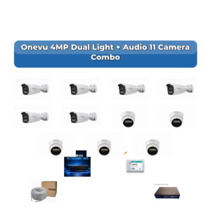 Onevu 11 Camera 4MP IP CCTV Combo Kit | Dual Light + Audio | 16CH NVR | 1×2TB HDD