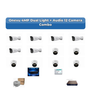 Onevu 12 Camera 4MP IP CCTV Combo Kit | Dual Light + Audio | 16CH NVR | 1×2TB HDD