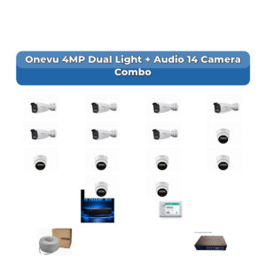 Onevu 14 Camera 4MP IP CCTV Combo Kit | Dual Light + Audio | 16CH NVR | 1×4TB HDD