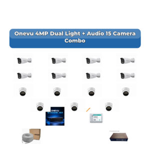 Onevu 15 Camera 4MP IP CCTV Combo Kit | Dual Light + Audio | 16CH NVR | 1×4TB HDD