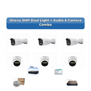 Onevu 6 Camera 5MP IP CCTV Combo Kit | Dual Light + Audio | 10CH NVR | 1×1TB HDD