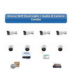 Onevu 8 Camera 5MP IP CCTV Combo Kit | Dual Light + Audio | 10CH NVR | 1×1TB HDD