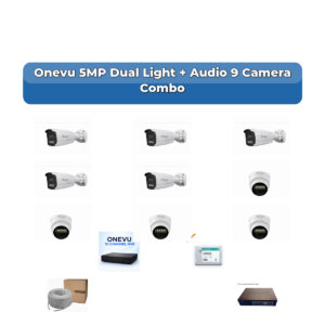 Onevu 9 Camera 5MP IP CCTV Combo Kit | Dual Light + Audio | 10CH NVR | 1×2TB HDD