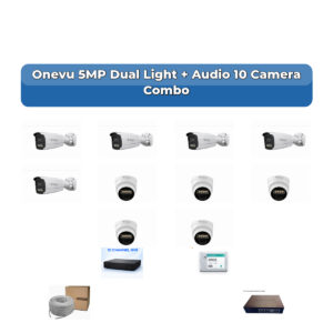 Onevu 10 Camera 5MP IP CCTV Combo Kit | Dual Light + Audio | 10CH NVR | 1×2TB HDD