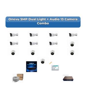 Onevu 13 Camera 5MP IP CCTV Combo Kit | Dual Light + Audio | 16CH NVR | 1×4TB HDD