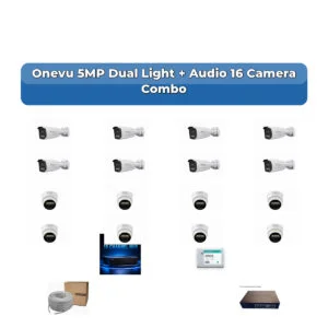 Onevu 16 Camera 5MP IP CCTV Combo Kit | Dual Light + Audio | 16CH NVR | 1×4TB HDD