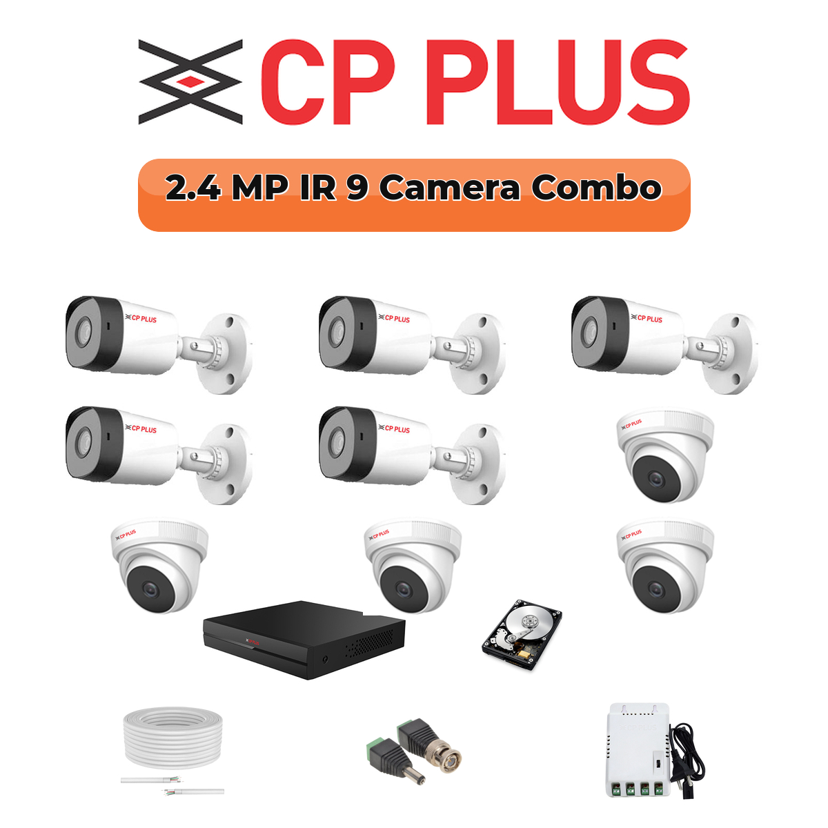 CP Plus 9 Camera 2.4MP HD CCTV Combo Kit | CCTV | 16CH DVR / XVR | 1×2TB 1 CP Plus 9 Camera 2.4MP HD CCTV Combo Kit | CCTV | 16CH DVR / XVR | 1×2TB