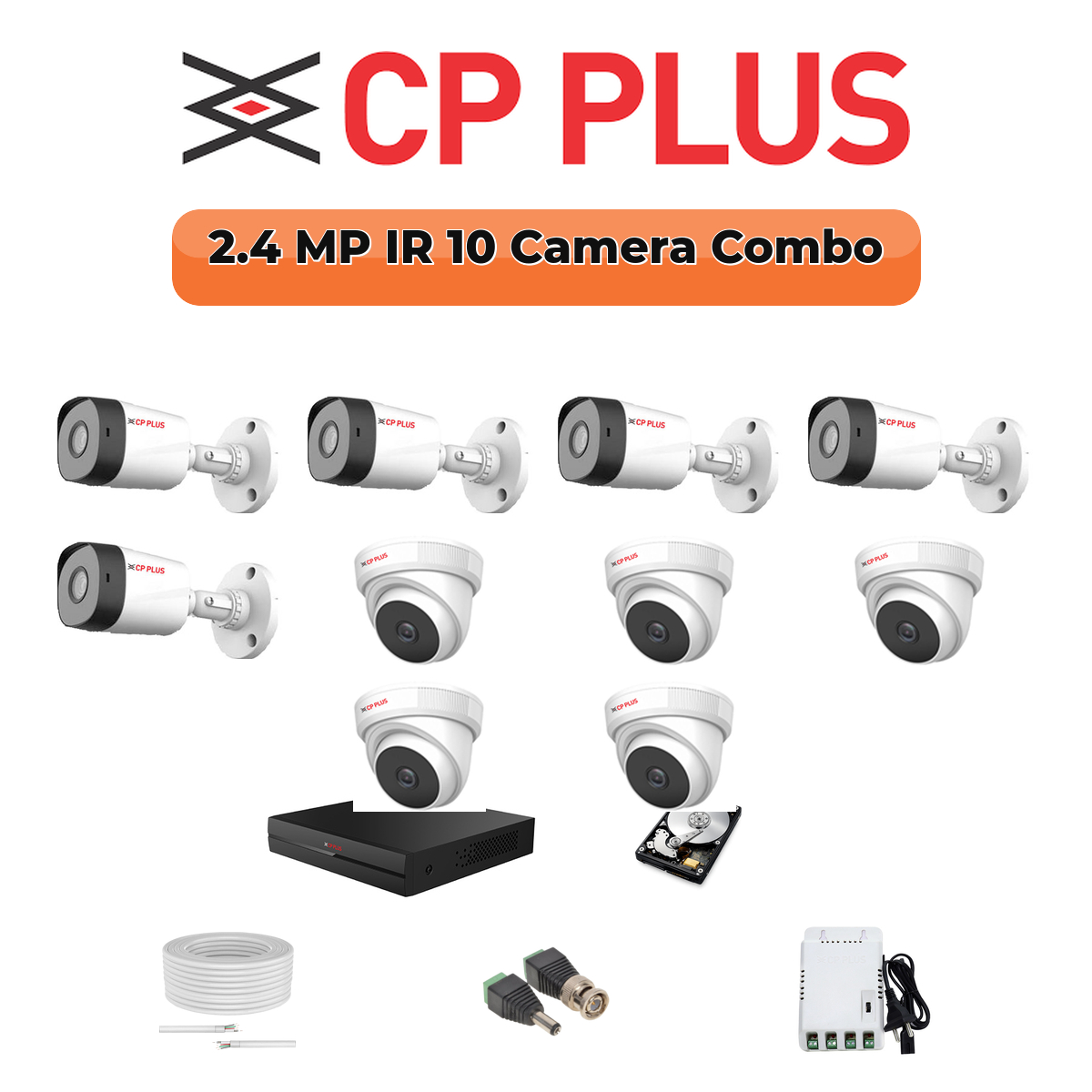 CP Plus 10 Camera 2.4MP HD CCTV Combo Kit | CCTV | 16CH DVR / XVR | 1×2TB 1 CP Plus 10 Camera 2.4MP HD CCTV Combo Kit | CCTV | 16CH DVR / XVR | 1×2TB