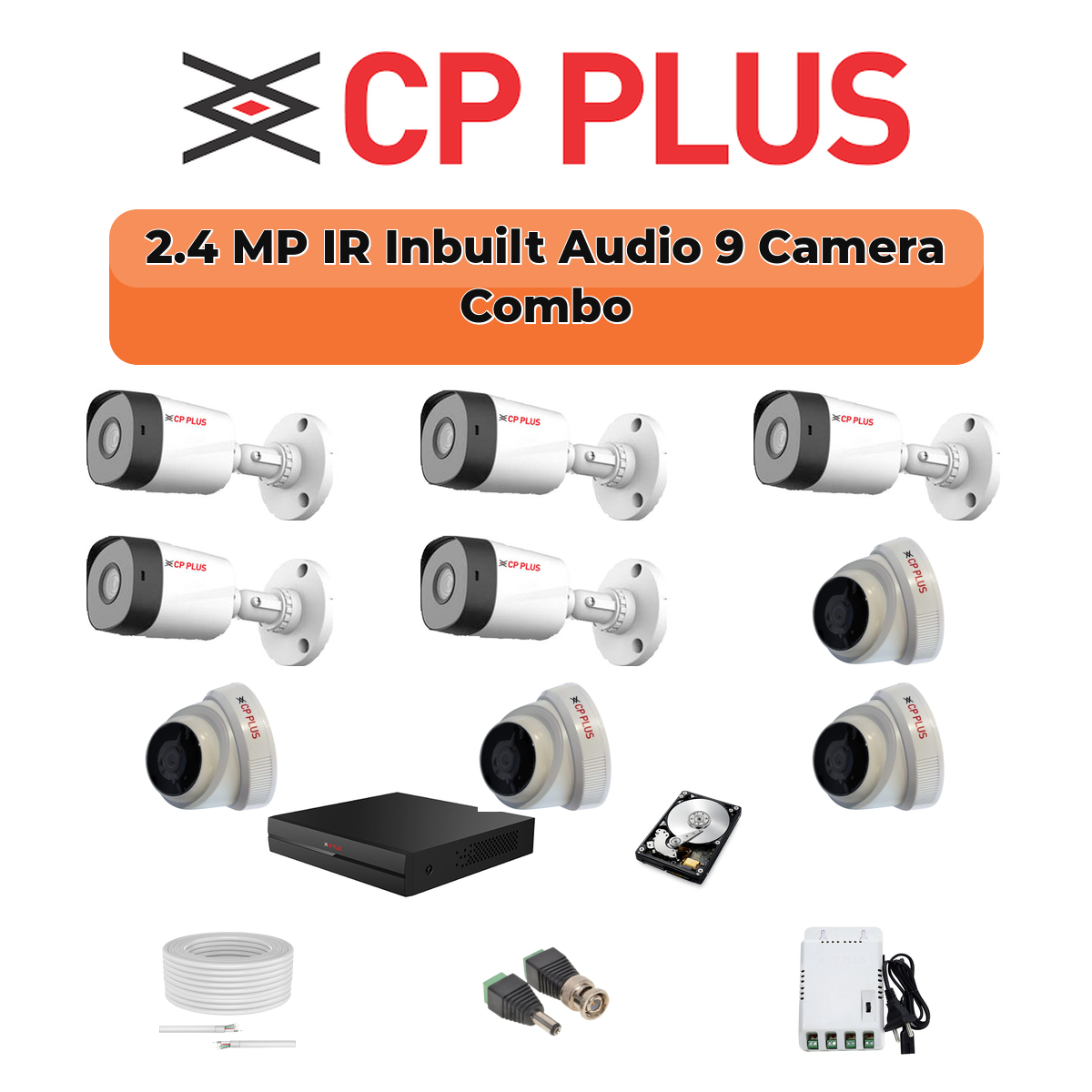 CP Plus 9 Camera 2.4MP HD CCTV Combo Kit | CCTV | 16CH DVR / XVR | 1×2TB 1 CP Plus 9 Camera 2.4MP HD CCTV Combo Kit | CCTV | 16CH DVR / XVR | 1×2TB