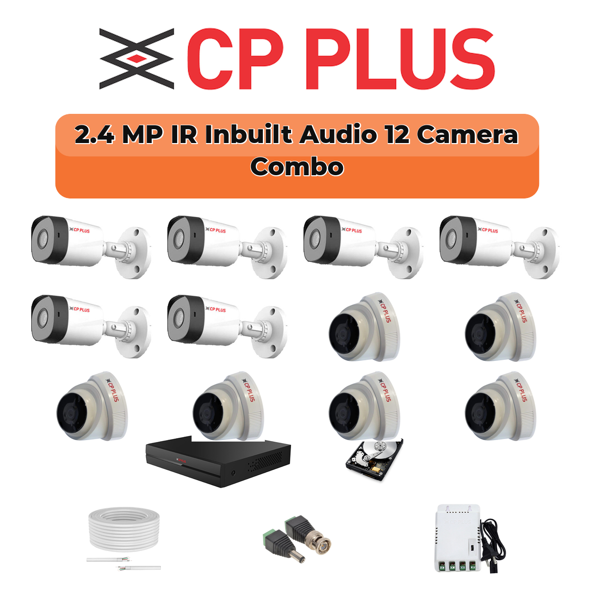 CP Plus 12 Camera 2.4MP HD CCTV Combo Kit | CCTV | 16CH DVR / XVR | 1×2TB 1 CP Plus 12 Camera 2.4MP HD CCTV Combo Kit | CCTV | 16CH DVR / XVR | 1×2TB