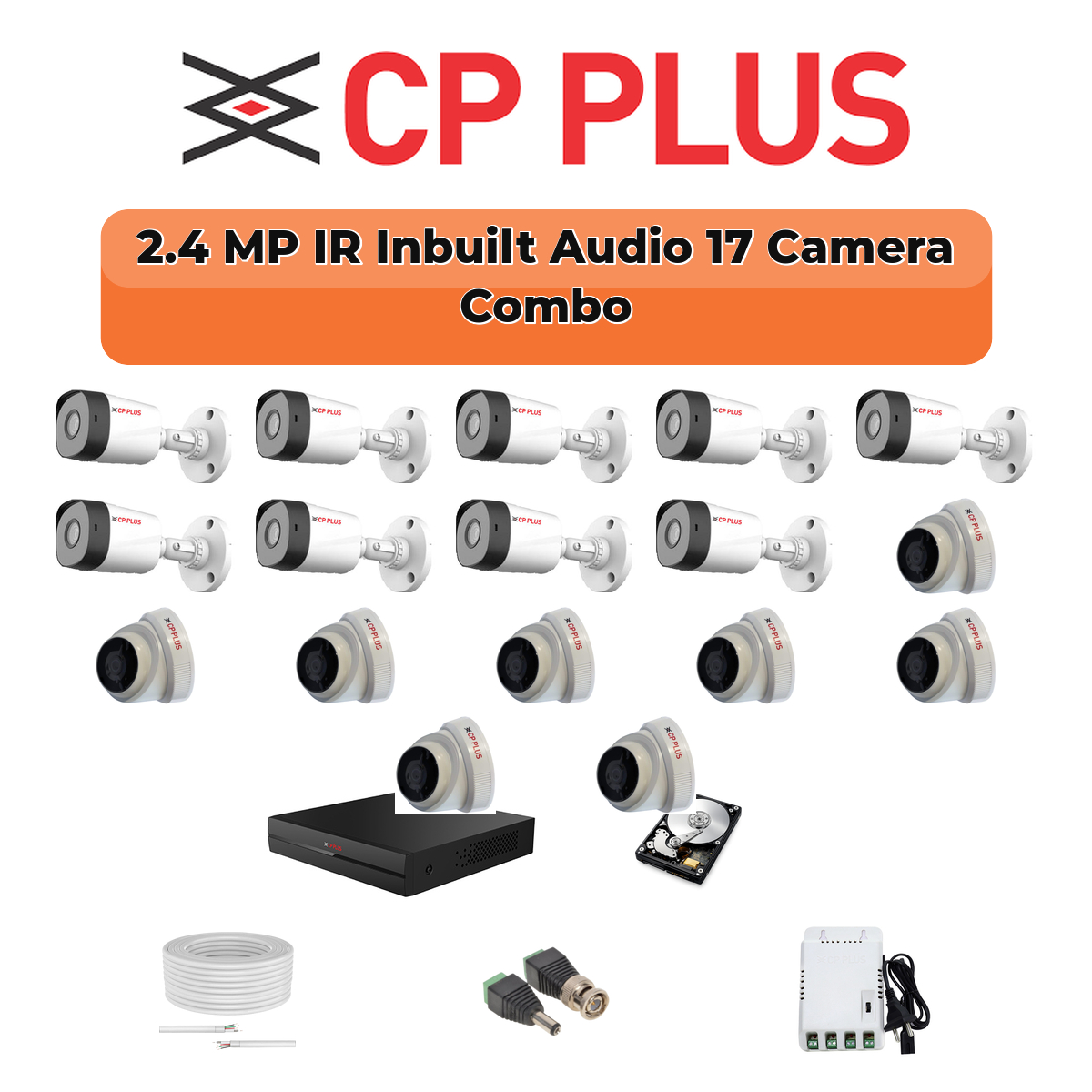 CP Plus 17 Camera 2.4MP HD CCTV Combo Kit | CCTV | 32CH DVR / XVR | 1×4TB + 1×2TB 1 CP Plus 17 Camera 2.4MP HD CCTV Combo Kit | CCTV | 32CH DVR / XVR | 1×4TB + 1×2TB