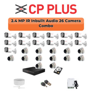CP Plus 26 Camera 2.4MP HD CCTV Combo Kit | CCTV | 32CH DVR / XVR | 1×4TB + 1×6TB