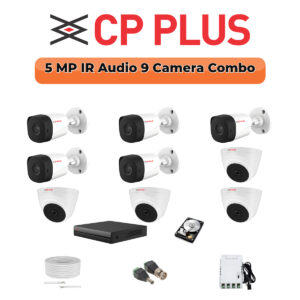 CP Plus 9 Camera 5MP HD CCTV Combo Kit | Built-in Mic | 16CH DVR / XVR | 1×2TB