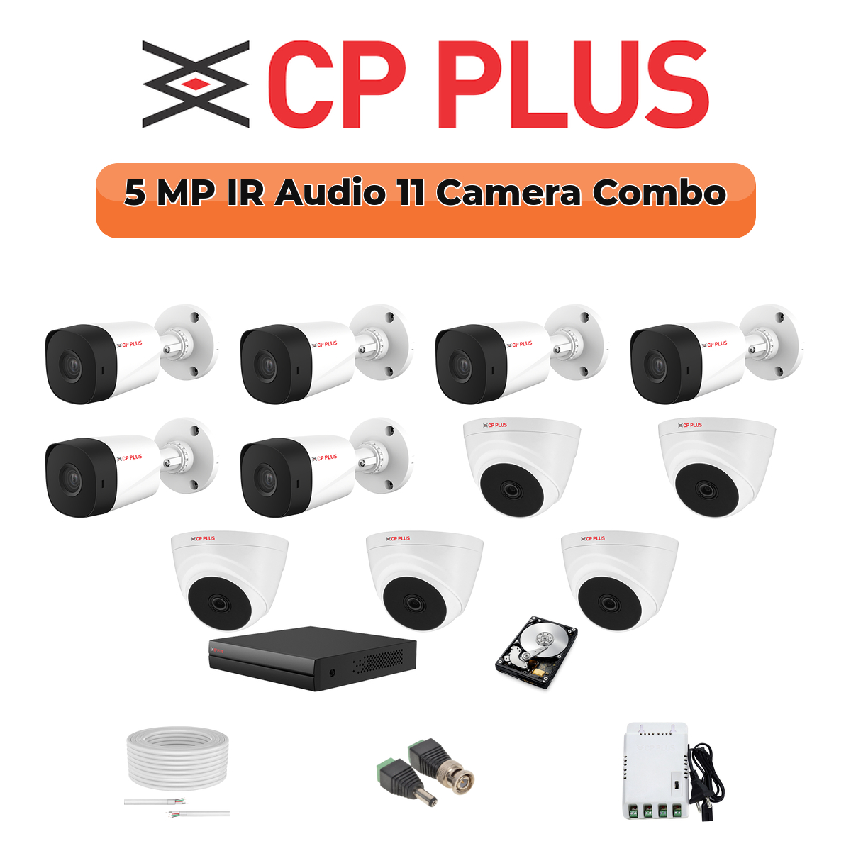 CP Plus 11 Camera 5MP HD CCTV Combo Kit | Built-in Mic | 16CH DVR / XVR | 1×2TB 1 CP Plus 11 Camera 5MP HD CCTV Combo Kit | Built-in Mic | 16CH DVR / XVR | 1×2TB
