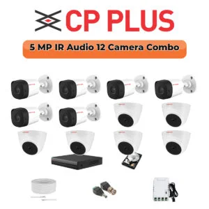 CP Plus 12 Camera 5MP HD CCTV Combo Kit | Built-in Mic | 16CH DVR / XVR | 1×2TB