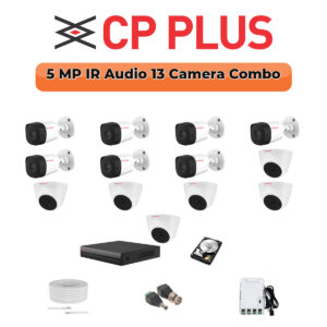 CP Plus 13 Camera 5MP HD CCTV Combo Kit | Built-in Mic | 16CH DVR / XVR | 1×4TB
