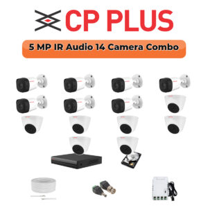 CP Plus 14 Camera 5MP HD CCTV Combo Kit | Built-in Mic | 16CH DVR / XVR | 1×4TB
