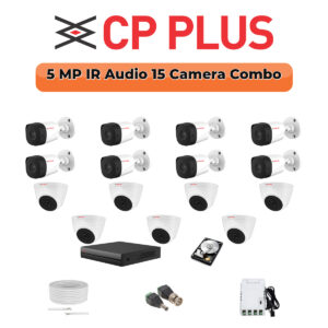 CP Plus 15 Camera 5MP HD CCTV Combo Kit | Built-in Mic | 16CH DVR / XVR | 1×4TB