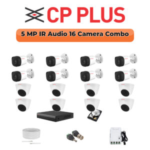 CP Plus 16 Camera 5MP HD CCTV Combo Kit | Built-in Mic | 16CH DVR / XVR | 1×4TB