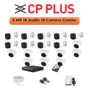 CP Plus 18 Camera 5MP HD CCTV Combo Kit | Built-in Mic | 32CH DVR / XVR | 1×4TB + 1×2TB
