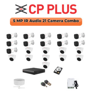 CP Plus 21 Camera 5MP HD CCTV Combo Kit | Built-in Mic | 32CH DVR / XVR | 2×4TB