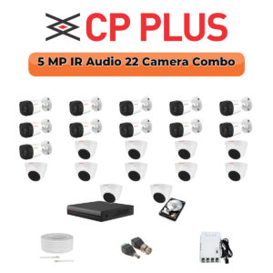 CP Plus 22 Camera 5MP HD CCTV Combo Kit | Built-in Mic | 32CH DVR / XVR | 2×4TB